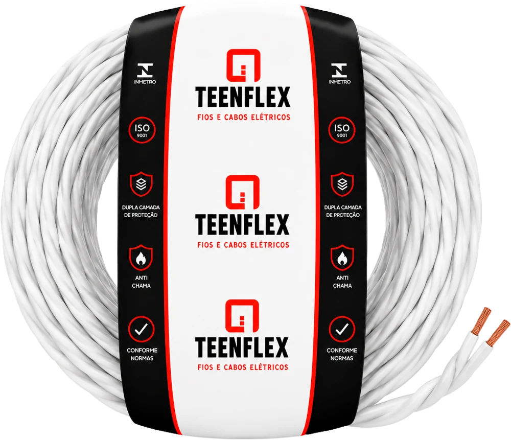 Rolo de cordão paralelo torcido TEENFLEX branco